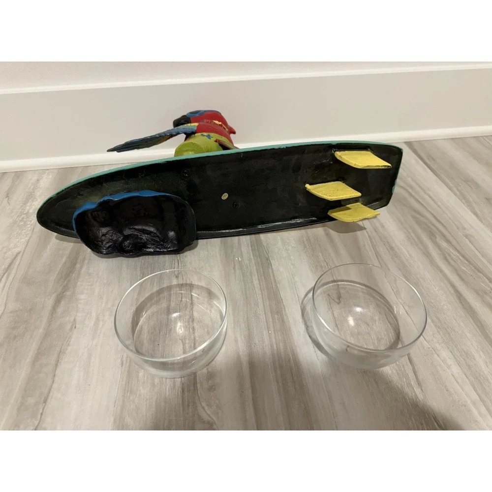 Vtg Margaritaville Jimmy Buffett Surfing Parrot Colorful Server Rare